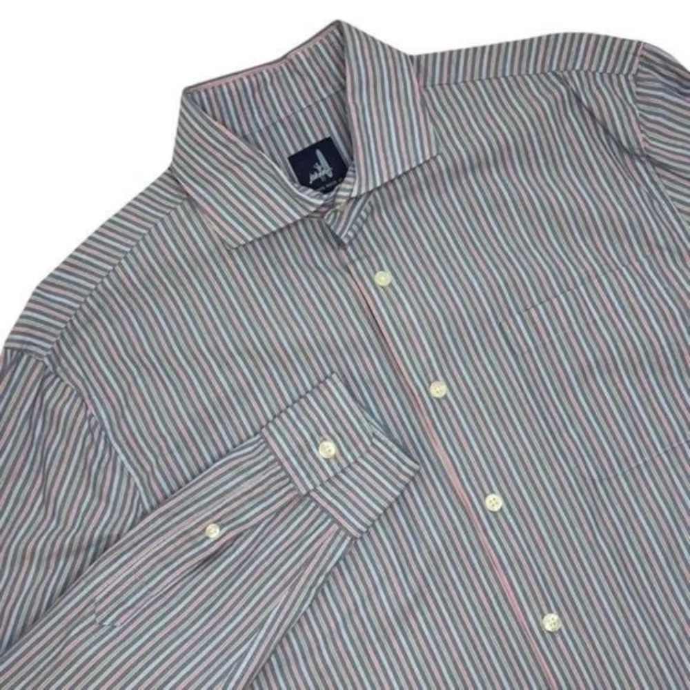 Johnnie-O Mens Medium Striped Long Sleeve Button Down Shirt Blue Red‎ Stretch